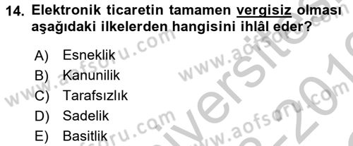Elektronik Ticaret Dersi 2018 - 2019 Yılı Yaz Okulu Sınav Soruları 14. Soru