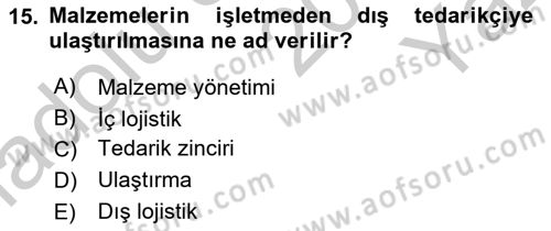 Elektronik Ticaret Dersi 2018 - 2019 Yılı Yaz Okulu Sınav Soruları 15. Soru