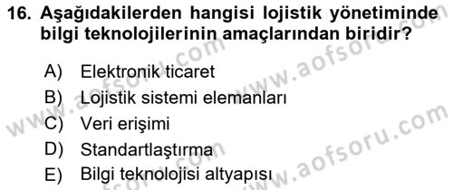 Elektronik Ticaret Dersi 2018 - 2019 Yılı Yaz Okulu Sınav Soruları 16. Soru