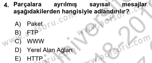 Elektronik Ticaret Dersi 2018 - 2019 Yılı Yaz Okulu Sınav Soruları 4. Soru