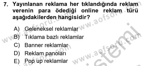Elektronik Ticaret Dersi 2018 - 2019 Yılı Yaz Okulu Sınav Soruları 7. Soru