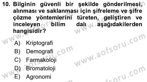 Elektronik Ticaret Dersi 2020 - 2021 Yılı Yaz Okulu Sınavı 10. Soru