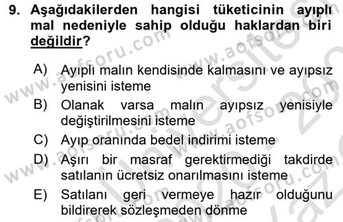 Elektronik Ticaret Dersi 2020 - 2021 Yılı Yaz Okulu Sınavı 9. Soru