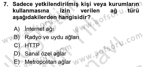 Elektronik Ticaret Dersi 2021 - 2022 Yılı (Vize) Ara Sınav Soruları 7. Soru