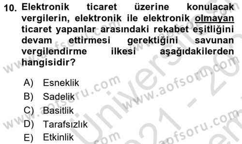 Elektronik Ticaret Dersi 2021 - 2022 Yılı (Final) Dönem Sonu Sınav Soruları 10. Soru