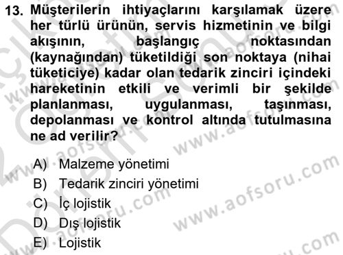 Elektronik Ticaret Dersi 2021 - 2022 Yılı (Final) Dönem Sonu Sınav Soruları 13. Soru
