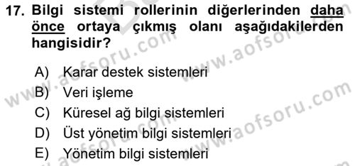 Elektronik Ticaret Dersi 2021 - 2022 Yılı (Final) Dönem Sonu Sınav Soruları 17. Soru