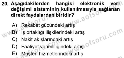 Elektronik Ticaret Dersi 2021 - 2022 Yılı (Final) Dönem Sonu Sınav Soruları 20. Soru