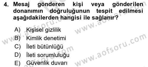 Elektronik Ticaret Dersi 2021 - 2022 Yılı (Final) Dönem Sonu Sınav Soruları 4. Soru