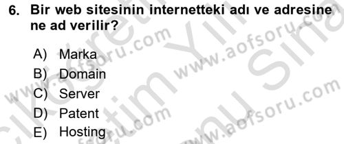 Elektronik Ticaret Dersi 2021 - 2022 Yılı (Final) Dönem Sonu Sınav Soruları 6. Soru