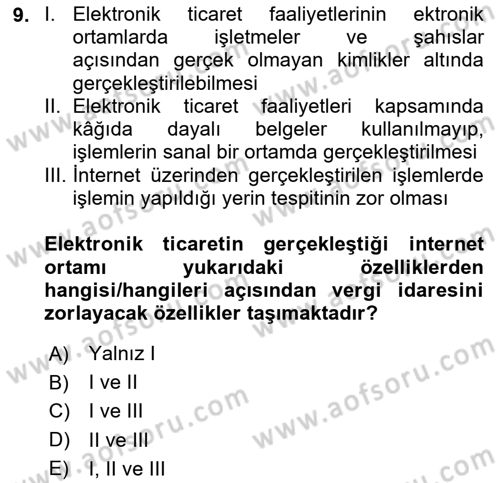 Elektronik Ticaret Dersi 2021 - 2022 Yılı (Final) Dönem Sonu Sınav Soruları 9. Soru