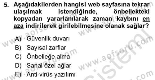 Elektronik Ticaret Dersi 2021 - 2022 Yılı Yaz Okulu Sınav Soruları 5. Soru