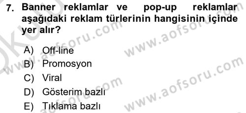 Elektronik Ticaret Dersi 2021 - 2022 Yılı Yaz Okulu Sınav Soruları 7. Soru