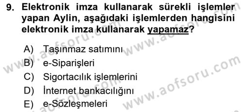 Elektronik Ticaret Dersi 2021 - 2022 Yılı Yaz Okulu Sınav Soruları 9. Soru