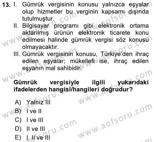 Elektronik Ticaret Dersi 2022 - 2023 Yılı Yaz Okulu Sınav Soruları 13. Soru