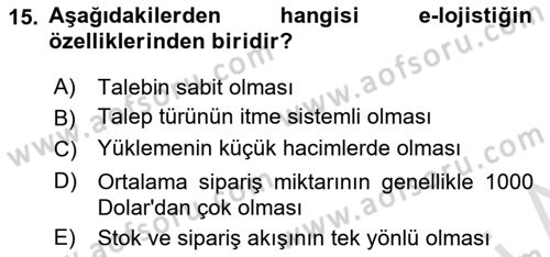 Elektronik Ticaret Dersi 2022 - 2023 Yılı Yaz Okulu Sınav Soruları 15. Soru