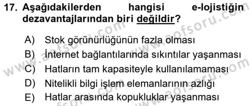 Elektronik Ticaret Dersi 2022 - 2023 Yılı Yaz Okulu Sınav Soruları 17. Soru