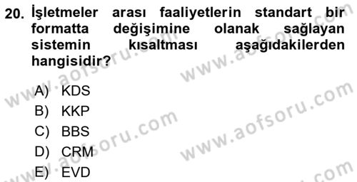 Elektronik Ticaret Dersi 2022 - 2023 Yılı Yaz Okulu Sınav Soruları 20. Soru