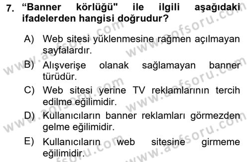 Elektronik Ticaret Dersi 2022 - 2023 Yılı Yaz Okulu Sınav Soruları 7. Soru