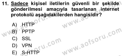 Elektronik Ticaret Dersi 2023 - 2024 Yılı (Vize) Ara Sınav Soruları 11. Soru