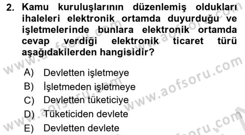 Elektronik Ticaret Dersi 2023 - 2024 Yılı (Vize) Ara Sınav Soruları 2. Soru