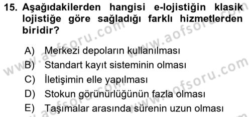 Elektronik Ticaret Dersi 2023 - 2024 Yılı Yaz Okulu Sınav Soruları 15. Soru