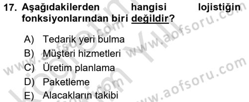 Elektronik Ticaret Dersi 2023 - 2024 Yılı Yaz Okulu Sınav Soruları 17. Soru