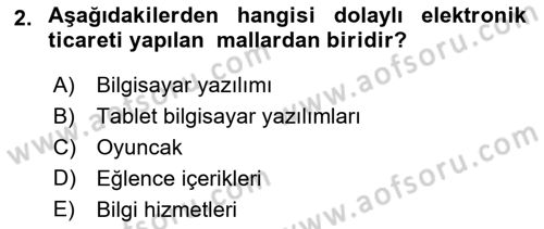 Elektronik Ticaret Dersi 2023 - 2024 Yılı Yaz Okulu Sınav Soruları 2. Soru