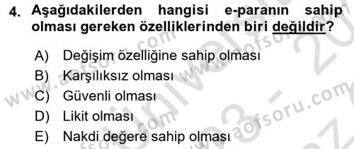 Elektronik Ticaret Dersi 2023 - 2024 Yılı Yaz Okulu Sınav Soruları 4. Soru