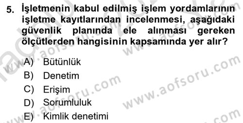 Elektronik Ticaret Dersi 2023 - 2024 Yılı Yaz Okulu Sınav Soruları 5. Soru
