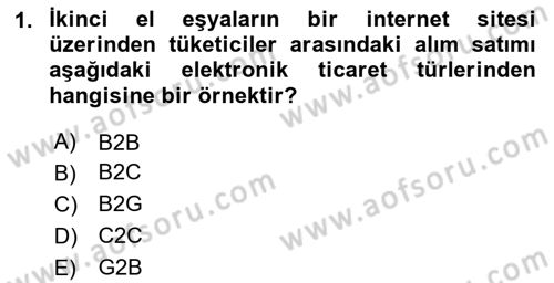 Elektronik Ticaret Dersi 2024 - 2025 Yılı (Vize) Ara Sınav Soruları 1. Soru