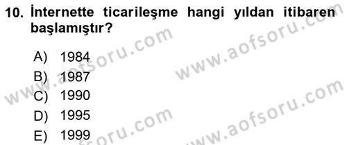 Elektronik Ticaret Dersi 2024 - 2025 Yılı (Vize) Ara Sınav Soruları 10. Soru