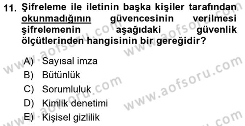 Elektronik Ticaret Dersi 2024 - 2025 Yılı (Vize) Ara Sınav Soruları 11. Soru