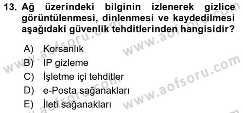 Elektronik Ticaret Dersi 2024 - 2025 Yılı (Vize) Ara Sınav Soruları 13. Soru