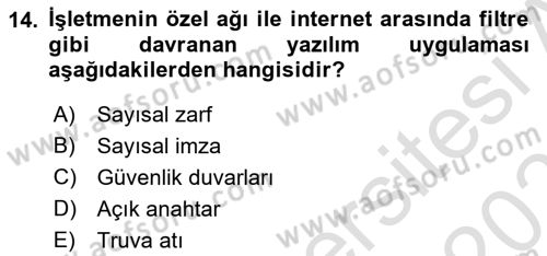 Elektronik Ticaret Dersi 2024 - 2025 Yılı (Vize) Ara Sınav Soruları 14. Soru