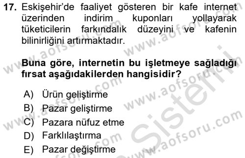 Elektronik Ticaret Dersi 2024 - 2025 Yılı (Vize) Ara Sınav Soruları 17. Soru