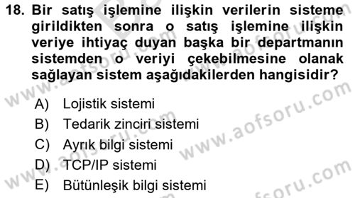 Elektronik Ticaret Dersi 2024 - 2025 Yılı (Final) Dönem Sonu Sınav Soruları 18. Soru