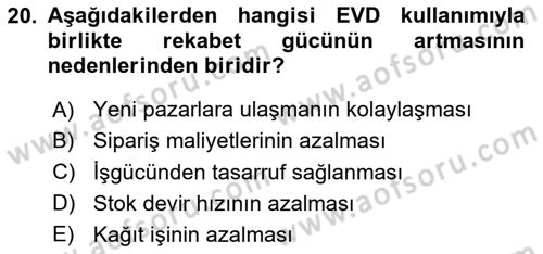 Elektronik Ticaret Dersi 2024 - 2025 Yılı (Final) Dönem Sonu Sınav Soruları 20. Soru