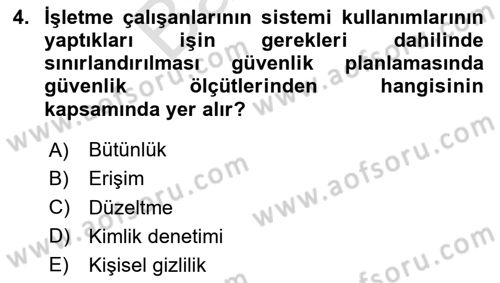 Elektronik Ticaret Dersi 2024 - 2025 Yılı (Final) Dönem Sonu Sınav Soruları 4. Soru