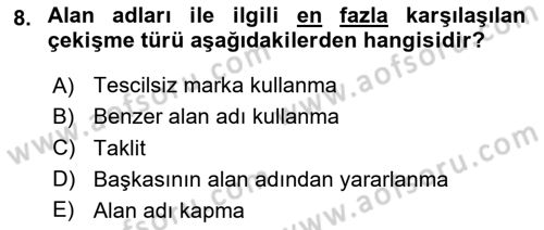Elektronik Ticaret Dersi 2024 - 2025 Yılı (Final) Dönem Sonu Sınav Soruları 8. Soru