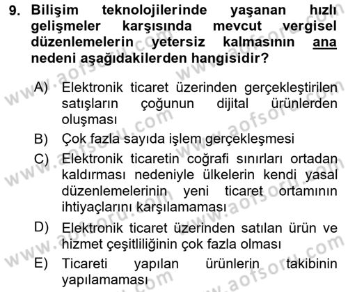 Elektronik Ticaret Dersi 2024 - 2025 Yılı (Final) Dönem Sonu Sınav Soruları 9. Soru