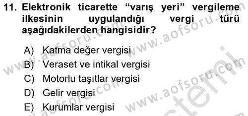 Elektronik Ticaret Dersi 2025 - 2026 Yılı (Final) Dönem Sonu Sınav Soruları 11. Soru