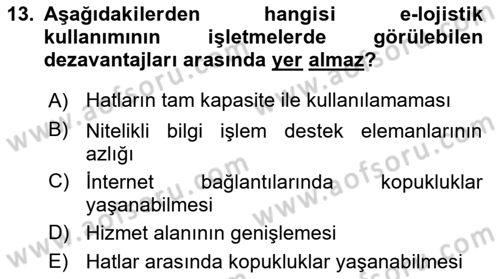 Elektronik Ticaret Dersi 2025 - 2026 Yılı (Final) Dönem Sonu Sınav Soruları 13. Soru