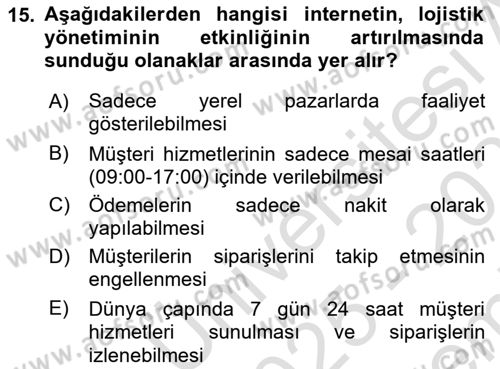 Elektronik Ticaret Dersi 2025 - 2026 Yılı (Final) Dönem Sonu Sınav Soruları 15. Soru