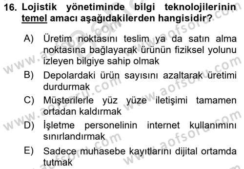 Elektronik Ticaret Dersi 2025 - 2026 Yılı (Final) Dönem Sonu Sınav Soruları 16. Soru