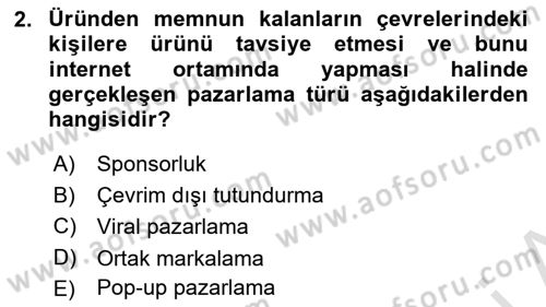 Elektronik Ticaret Dersi 2025 - 2026 Yılı (Final) Dönem Sonu Sınav Soruları 2. Soru