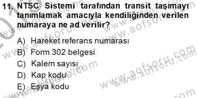 Gümrük Mevzuatı Dersi 2013 - 2014 Yılı (Final) Dönem Sonu Sınav Soruları 11. Soru