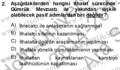 Gümrük Mevzuatı Dersi 2014 - 2015 Yılı (Vize) Ara Sınav Soruları 2. Soru