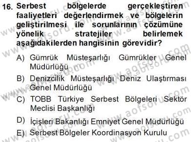 Gümrük Mevzuatı Dersi 2014 - 2015 Yılı (Final) Dönem Sonu Sınav Soruları 16. Soru