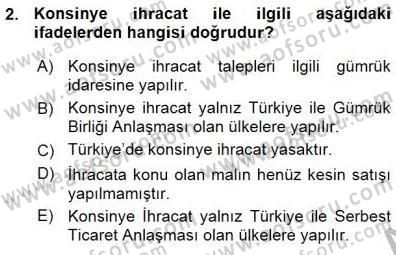 Gümrük Mevzuatı Dersi 2015 - 2016 Yılı (Vize) Ara Sınav Soruları 2. Soru